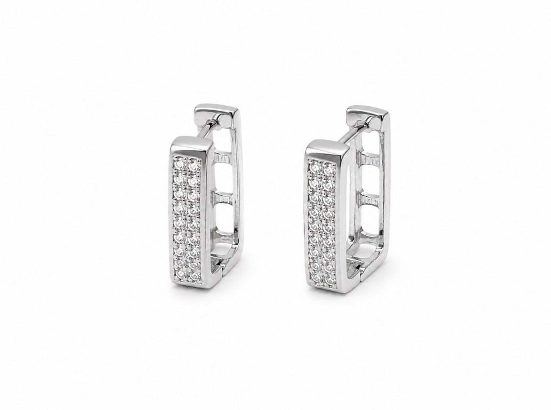 Arete rect. Plateado