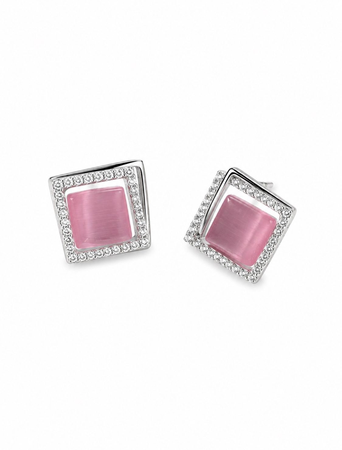 Arete Cuadro Rosa