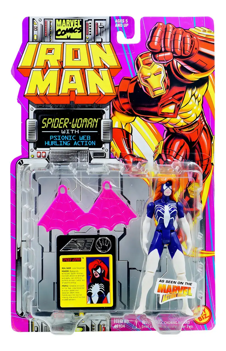 Figura De Acción Marvel Iron Man Spider-woman Articulada De Toybiz